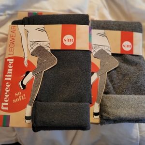 NWT, Fleece Lined Legwear, 2 for $18, 1 Black, 1 Dark Gray, Size: S/M, So Soft!